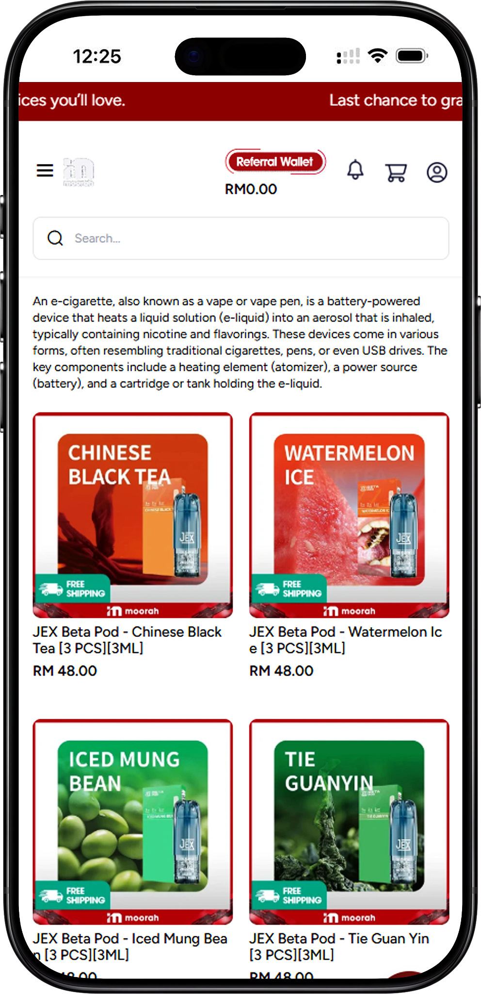 Explore Moorah E-Cigarette Products